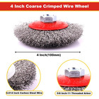 2 Pack 4 Inch Coarse Crimped Wire Wheel For 4 1 2 Angle Grinder  5 8 Inch-11 Thr