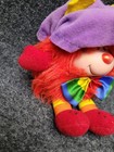 Vintage Russ Berrie Troll Doll Clown Plush 8  90s Rainbow Bow Purple Hat Red Hai