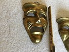 Pair Of Vintage Solid Brass Drama Tragedy And Comedy Masks Wall Art decor 5   