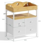 Bamboo Changing Table Dresser With Sturdy Metal Frame  4 Fabric Drawers  3-in