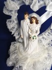 New Vintage Wilton Petite  heart Of Fancy  Wedding Caketop  White Tux  104-931