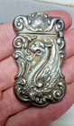 Antique Nouveau Dragon  Vesta Match Safe Sterling Silver Pin Back