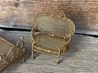 Vintage Dollhouse Bedroom Furniture Brass Victorian Bed   Chair