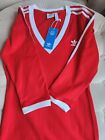 Adidas Originals Adicolor 3-stripes Maxi Dress Red V Neck Sz  M Bnwt