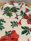 Vintage Christmas Festive Holly  Ribbon   Bows Cloth Napkins  Set Of 8
