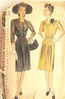 Vtg 1943 Misses Dress Pattern Gathered Waist Knee-length Rare Simplicity 4673