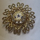 Vintage American Legion Auxiliary Amber Rhinestone Enamel 1-1 4    Brooch Pin