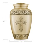 Adult Brass Cremation Memorial Urn For Human Ashes  Gold Black Stripe Velvet Bag