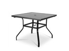 Nuu Square Outdoor Dining Table Umbrella Hole Slatted Iron Patio Table Garden