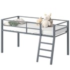 Low Metal Twin Loft Bed With Ladder And Guardrail For Kids Or Teens  Space Grey