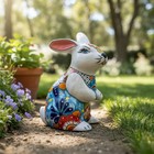 Talavera Bunny Statue   Colorful Hand-painted Mexican Rabbit Decor