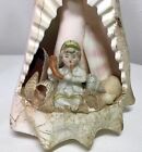 Antique Victorian Carved Seashell Shell   Bisque Figure Folk Art  Souvenir