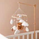 Wooden Crib Mobile Baby Bed Bell Rattle Toy Soft Felt Cartoon Bear Mobile