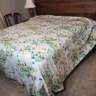 Vintage Burlington King Flat Sheet Floral Wildflower Butterfly 108 X 110 Percale