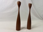 Mid-century Modern Danish Teak Tulip Candlesticks