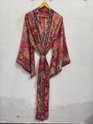 Gift For Her Silk Kimono Robe Soft Summer Wear Bathrobe L-72