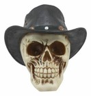 Western Cowboy Rodeo Skull Statue 6 75 long Day Of The Dead Skull Figurine