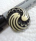Vintage Art Deco Buffed Celluloid Button 1 1 8  Black   Ivory