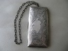 Antique Art Nouveau Floral Chatelaine German Silver 3 Coin Holder Purse
