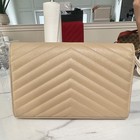 Saint Laurent Beige Chevron Quilted Envelope Woc Crossbody Gold Chain Strap