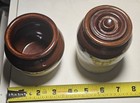 2 Vintage Stoneware Small Crock Pot B   M Burnham Morrill Portland Me Baked Bean