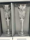 Pair Waterford Crystal Millennium Series Happiness 9    Champagne Flutes Toasting