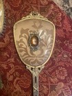 Vintage Hollywood Regency Vanity Gold Ormolu Filigree  Brush  Mirror  Topaz