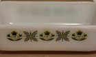 Vintage Anchor Hocking Fire King Glass Usa 1 Qt Green Meadow White Bread Pan 441