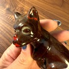 Vintage Redware Clay Pottery Boxer Dog Puppy Ceramic Figurine Dark Brown 3  Tall