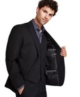 Alfani Mens Slim Fit Suit Jacket Blazer 38 R Black Solid Stretch