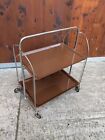 Dinett Serving Cart Tea Cart Table Side Table Brown Bar Chrome 70s Wow