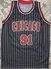 Dennis Rodman Signed Custom Black Pinstripe Chicago Bulls Jersey Jsa Witness Coa