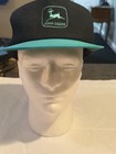 John Deere Logo Patch Snapback Hat Cap Black W  Teal Brim Label Advertising