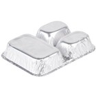 Disposable Aluminum Three Compartment Oblong Foil Tray With Aluminum Lid