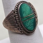 Vintage Native American Sterling Silver Green Turquoise Ring 7 Signed Bs 925