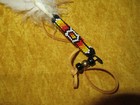 Feather Beaded Jewelry Native American Made Hand Painted Seed Beaded Brass End