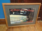 1930s Rare Antique Peugeot Car Ad Large Poster Sign Framed France Vtg 20  Tire 