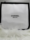 Chanel White black Cosmetic Makeup Bag Beauty Pouch W Black Zipper Vip Gift Nib