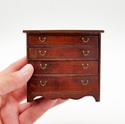 Vintage Miniature Dollhouse Artist Signed Bow-front Shape Wood Dresser 1 12