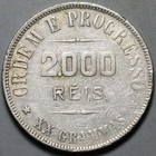 1906 Brazil 2000 Reis Vf Key Date 90  Liberty Head Silver Coin  26071301r 