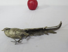 Vintage Solid Brass Pheasant Figurine Mid-century Decorative Bird Sculpture Long