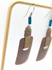 Vintage Copper Brass Beaded Drop Dangle Earrings Mixed Metal Boho Bohemian State