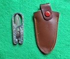 Vintage Sterling Silver Japanese Sewing Scissors Etched Leather Case Etched  