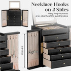 Jewelry Organizer Box With Mirror  6-tier Storage Case  Leather  Gift Idea