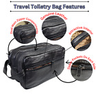 Genuine Leather Travel Toiletry Bag Zipper Case Compact Organizer Portable Dopp