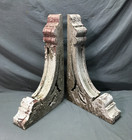 Antique Pair Wood 14x23 Corbel Roof Brackets Victorian Shabby Vtg Old 1300-25b