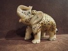 Stone Marble Aventurine Lucky Baby Elephant Carved Healing Jeweled Painted