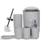 6pcs Bathroom Accessories Set Bath Ensemble For Decorative Countertop Grey Us