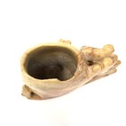 Vtg Handmade Chinese Soapstone Monkey Wolf Birds Brush Pot Hand Etched Single