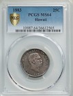 Hawaii Kalakaua I 1883 Quarter-dollar  25 Cents Uncirculated Pcgs Certified Ms64